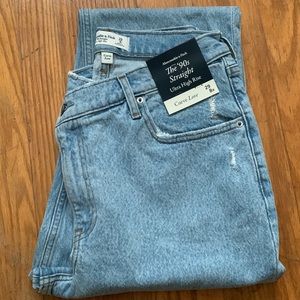 Abercrombie & Fitch 90’s Straight Ultra High Rise Criss Cross Waistband Jeans